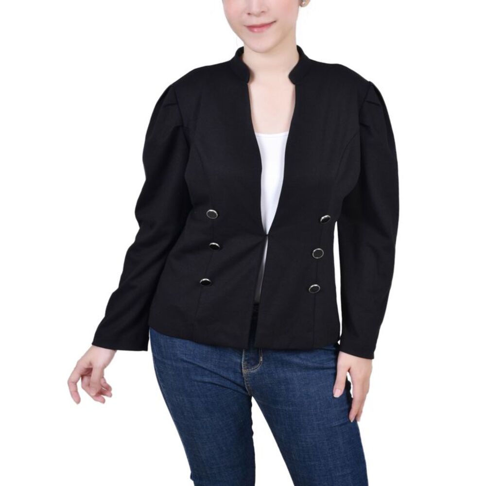 NY Collection Petite Long Puff Sleeve Ponte Jacket